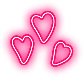 Group of Neon Hearts